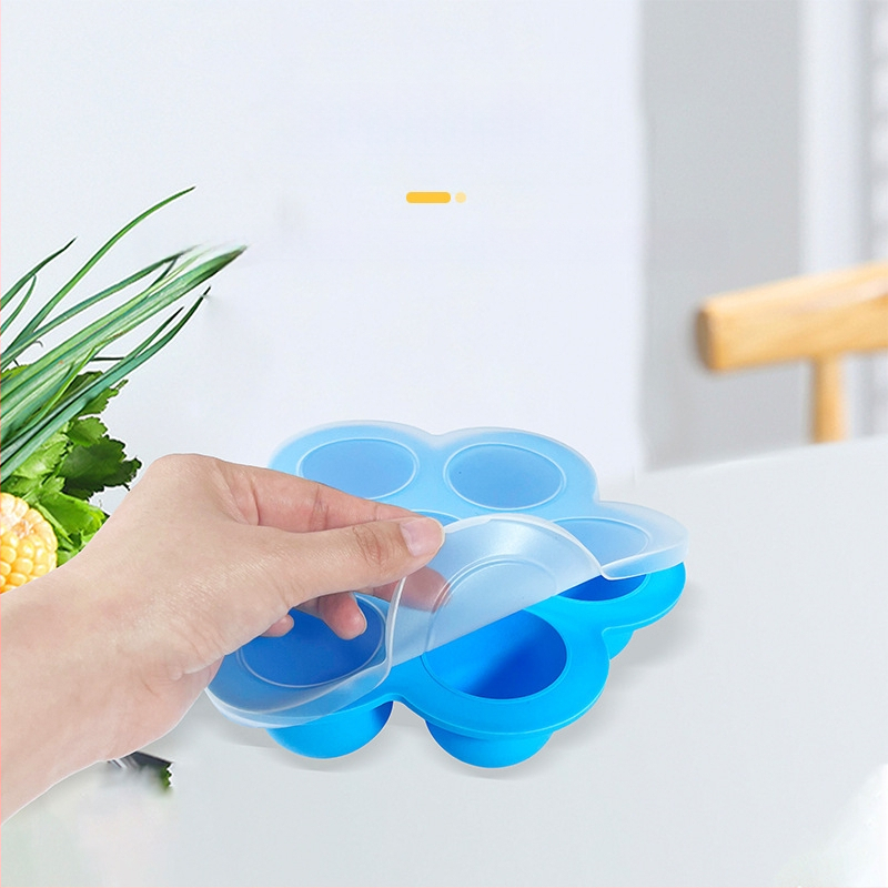 „Amazon“ populiari silikoninė maisto papildų dėžutė, kiaušinių pyrago forma, kūdikių maisto papildo ledo forma, lengvai išimama, 7 skylių ledo formelė