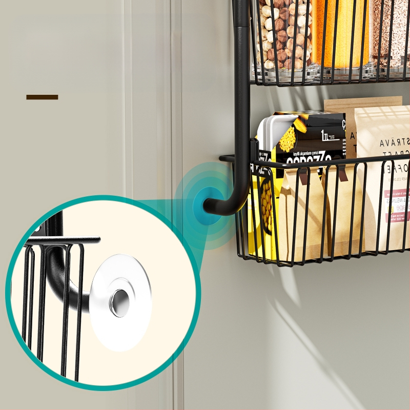 Kreativni stalak za pohranu na stražnjim vratima bez bušenja, viseća košara za kuhinjska vrata, viseći stalak za boce za začine, višeslojna košara za pohranu