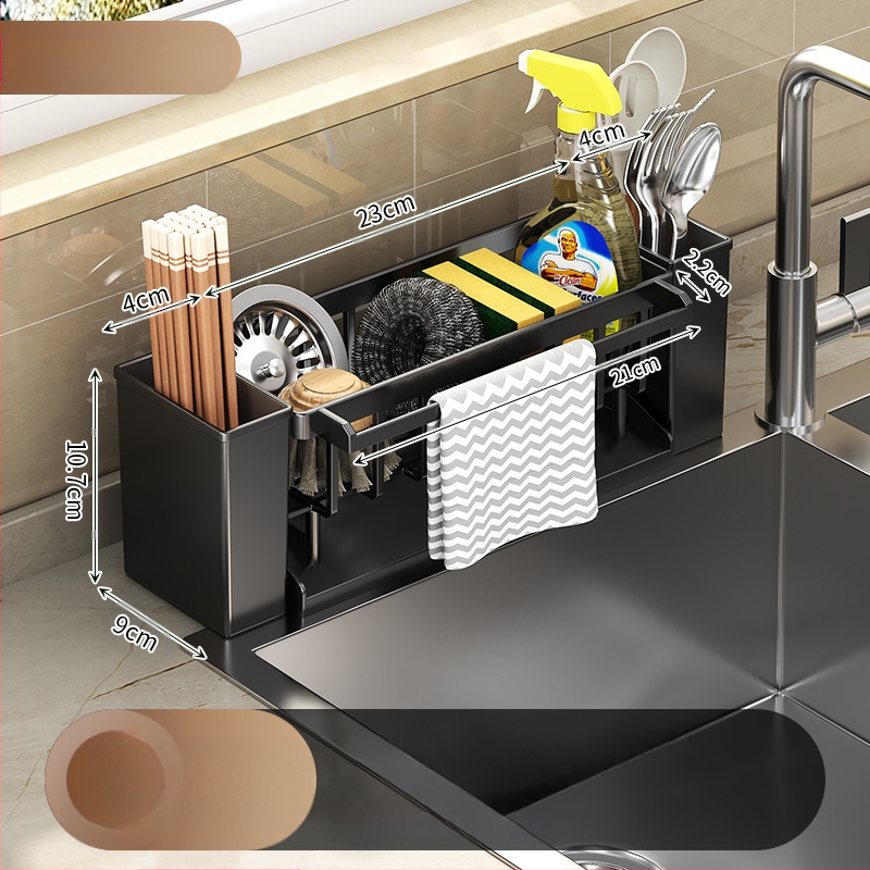 Kriauklės lentynėlė Virtuvinių lazdelių peilių laikiklis Integruota saugykla Daugiafunkcinė rankų plovimo kriauklė Plieno rutuliukų stalviršio laikymo lentynėlė