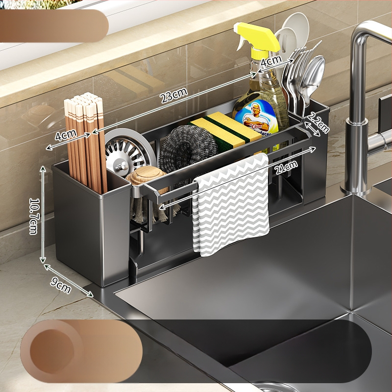 Kriauklės lentynėlė Virtuvinių lazdelių peilių laikiklis Integruota saugykla Daugiafunkcinė rankų plovimo kriauklė Plieno rutuliukų stalviršio laikymo lentynėlė