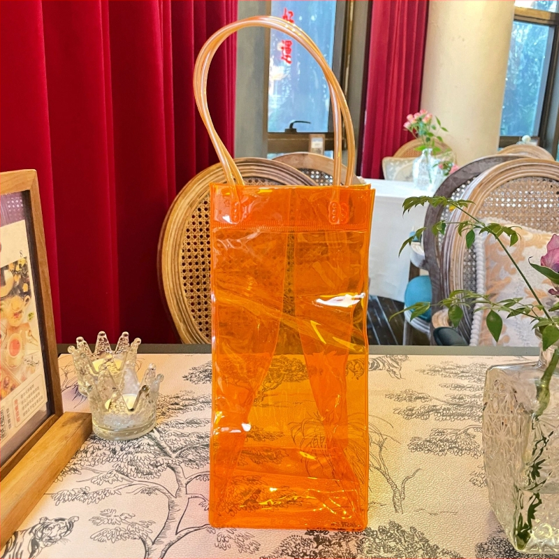 Jääkott punase veini jääkott veinikott paksendatud lillekingitus PVC läbipaistev käekott laos, millele saab lisada LOGO