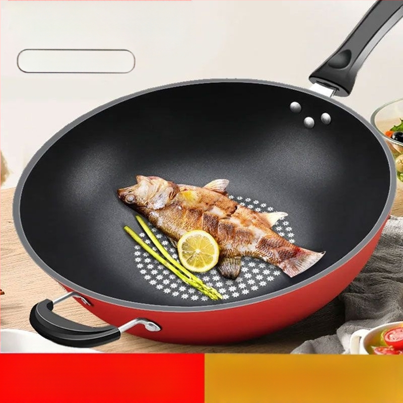 Saksa Crystal Diamond Wok mittenakkuva wokiga wok majapidamises kasutatav suitsuvaba raudpann induktsioonpliit gaasipliit universaalne gaasipliit