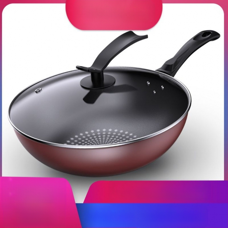 Saksa Crystal Diamond Wok mittenakkuva wokiga wok majapidamises kasutatav suitsuvaba raudpann induktsioonpliit gaasipliit universaalne gaasipliit