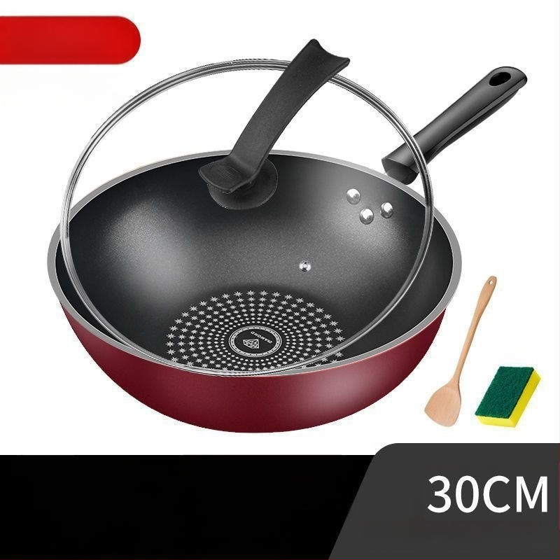 Saksa Crystal Diamond Wok mittenakkuva wokiga wok majapidamises kasutatav suitsuvaba raudpann induktsioonpliit gaasipliit universaalne gaasipliit