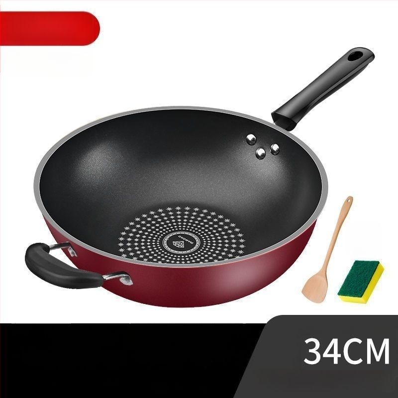 Saksa Crystal Diamond Wok mittenakkuva wokiga wok majapidamises kasutatav suitsuvaba raudpann induktsioonpliit gaasipliit universaalne gaasipliit