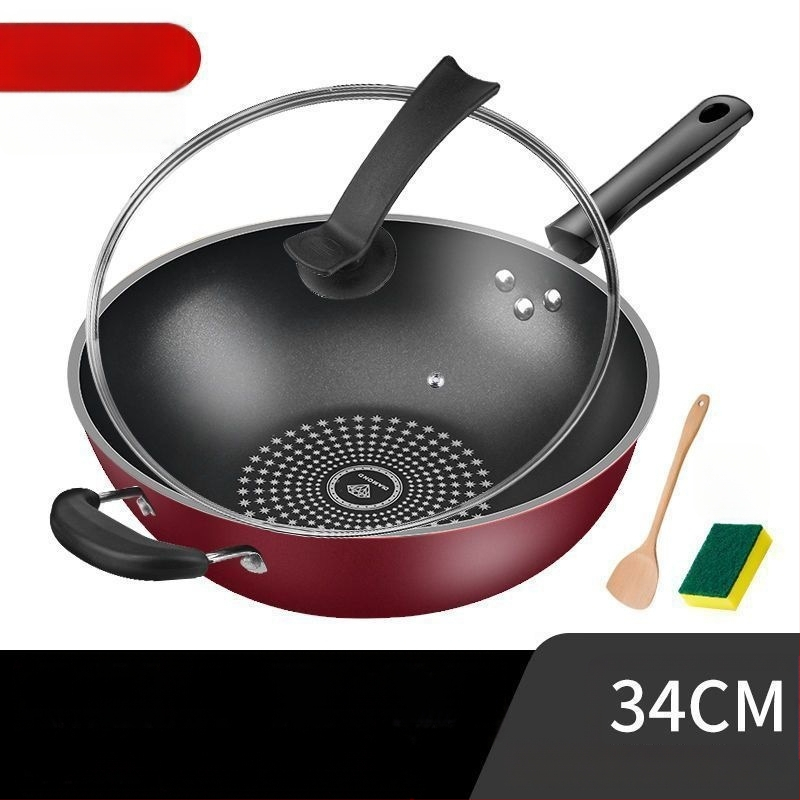 Saksa Crystal Diamond Wok mittenakkuva wokiga wok majapidamises kasutatav suitsuvaba raudpann induktsioonpliit gaasipliit universaalne gaasipliit