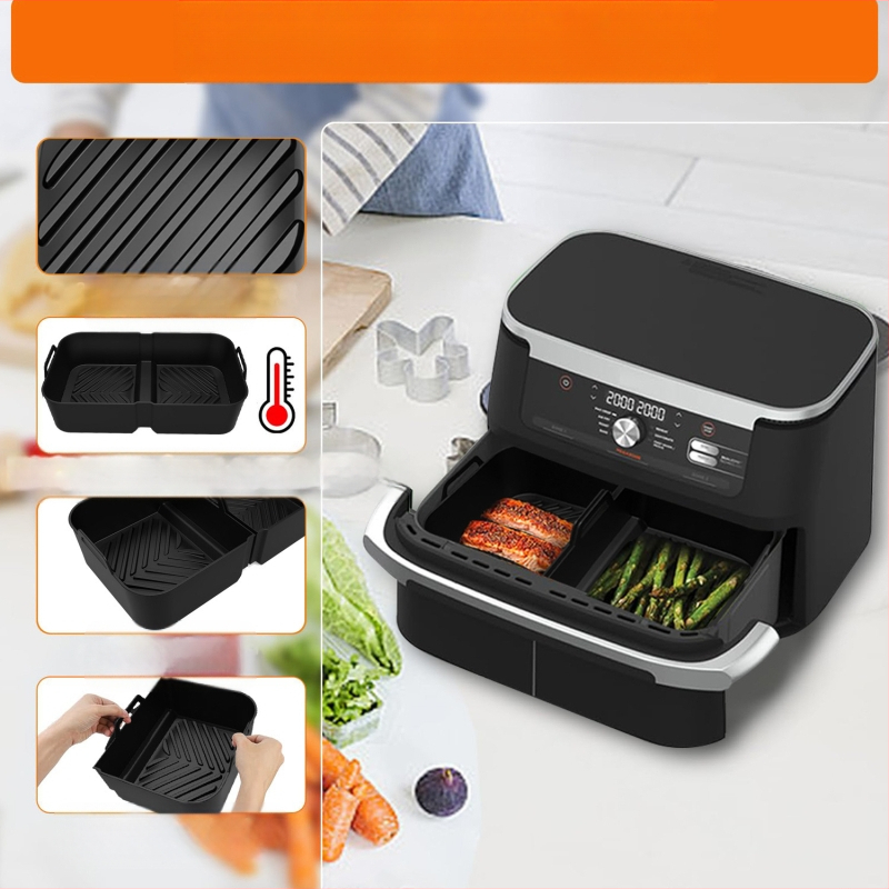 Nauja tarpvalstybinė kvadratinė silikoninė kepimo skarda, didmeninė prekyba, tinkanti „Ninja AF500“ oro keptuvės kepimo skardai