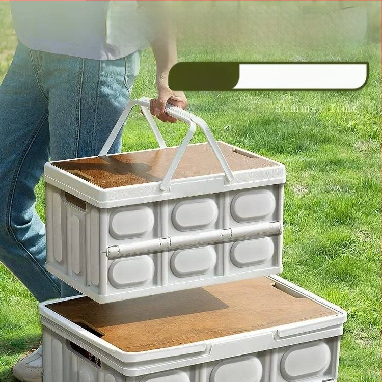 Õues Metsik Telkimine Väljasõit Auto Pagasiruum Multifunktsionaalne Matkakast Auto Puidust Kaanega Hoiukast Kokkupandav Hoiukast