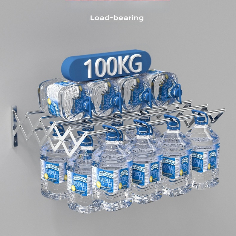 Piiriülene nähtamatu kuivatusresti varras seinale riputatav kokkupandav rõdu teleskoopiline laheakna kuivatusrest roostevabast terasest teleskooprätikuhoidja