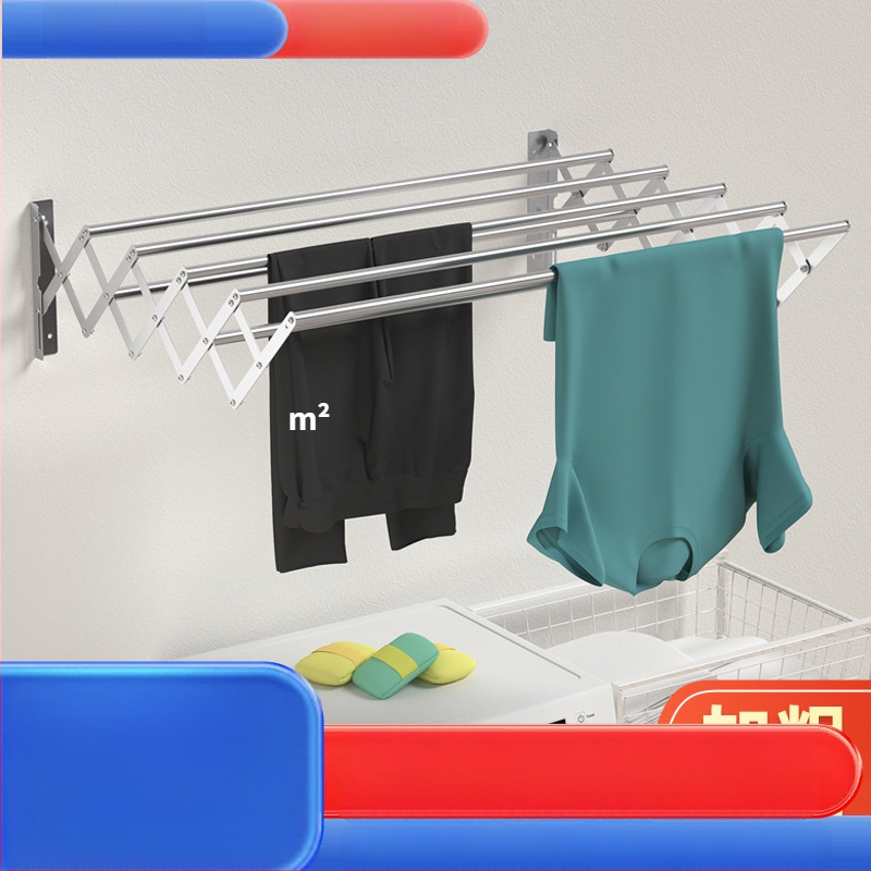 Piiriülene nähtamatu kuivatusresti varras seinale riputatav kokkupandav rõdu teleskoopiline laheakna kuivatusrest roostevabast terasest teleskooprätikuhoidja