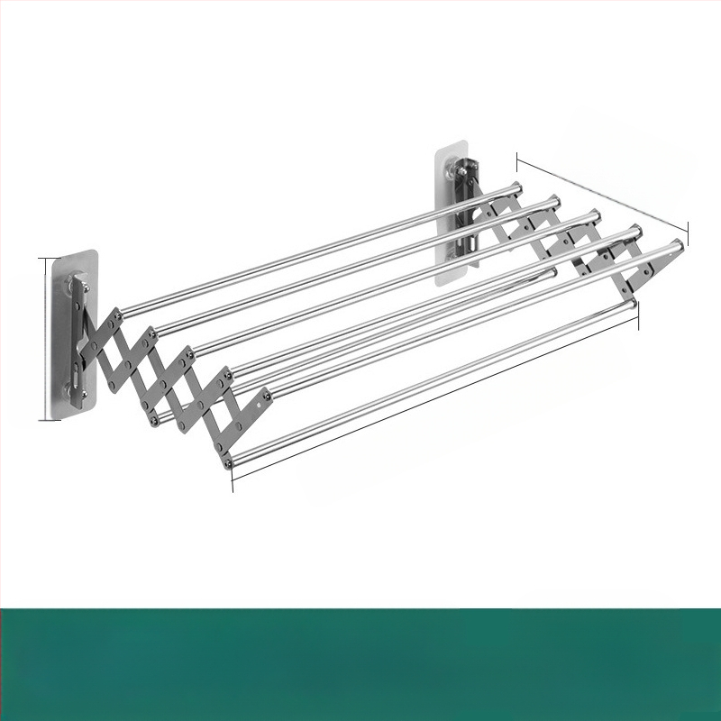 Piiriülene nähtamatu kuivatusresti varras seinale riputatav kokkupandav rõdu teleskoopiline laheakna kuivatusrest roostevabast terasest teleskooprätikuhoidja