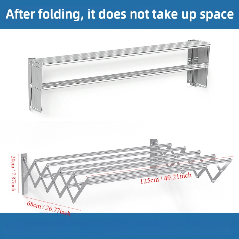 Piiriülene nähtamatu kuivatusresti varras seinale riputatav kokkupandav rõdu teleskoopiline laheakna kuivatusrest roostevabast terasest teleskooprätikuhoidja