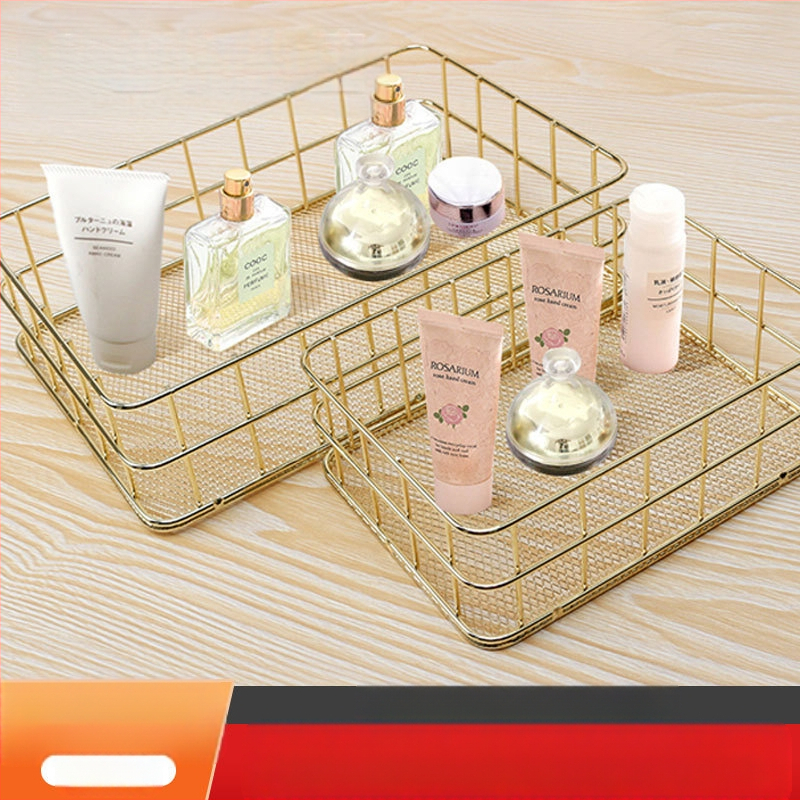 Проста, лека, луксозна желязна кошница за съхранение, метална настолна кошница с мрежесто дъно, кошница за съхранение, креативна метална кошница за съхранение