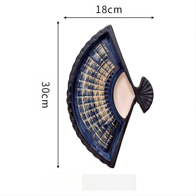 Interneti tähistaja pelmeenitaldrik äädikaga, loominguline keraamiline dielektriline taldrik, Jaapani käsitsi maalitud sushitaldrik, lehvikukujuline suupistetaldrik