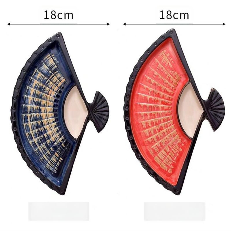 Interneti tähistaja pelmeenitaldrik äädikaga, loominguline keraamiline dielektriline taldrik, Jaapani käsitsi maalitud sushitaldrik, lehvikukujuline suupistetaldrik