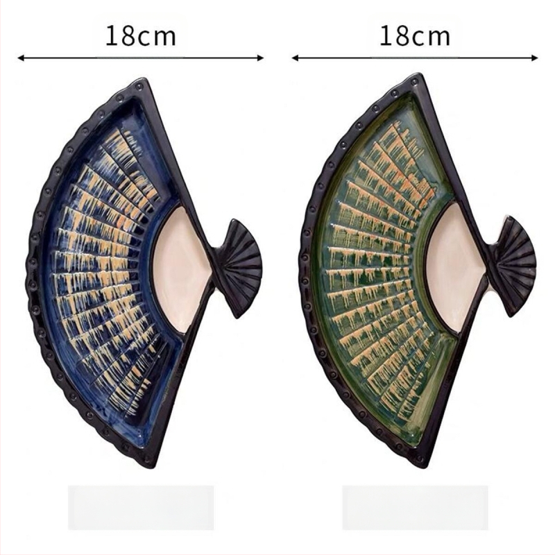 Interneti tähistaja pelmeenitaldrik äädikaga, loominguline keraamiline dielektriline taldrik, Jaapani käsitsi maalitud sushitaldrik, lehvikukujuline suupistetaldrik