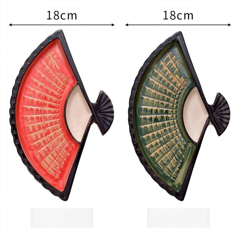 Interneti tähistaja pelmeenitaldrik äädikaga, loominguline keraamiline dielektriline taldrik, Jaapani käsitsi maalitud sushitaldrik, lehvikukujuline suupistetaldrik