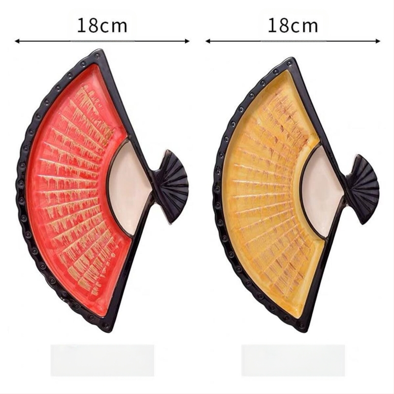 Interneti tähistaja pelmeenitaldrik äädikaga, loominguline keraamiline dielektriline taldrik, Jaapani käsitsi maalitud sushitaldrik, lehvikukujuline suupistetaldrik
