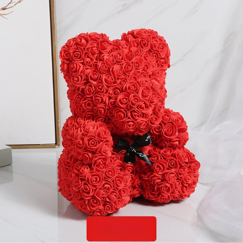 Rožinis lokys, konservuota gėlė, Valentino dienos imitacinė gėlių dovana, Pe lokio gimtadienio dovana, rožių burbulinė meška, užsienio prekyba, didmeninė prekyba