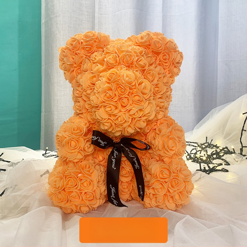 Rožinis lokys, konservuota gėlė, Valentino dienos imitacinė gėlių dovana, Pe lokio gimtadienio dovana, rožių burbulinė meška, užsienio prekyba, didmeninė prekyba