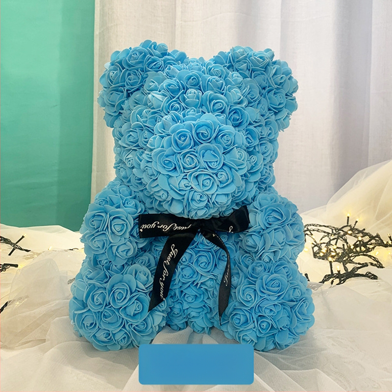 Rožinis lokys, konservuota gėlė, Valentino dienos imitacinė gėlių dovana, Pe lokio gimtadienio dovana, rožių burbulinė meška, užsienio prekyba, didmeninė prekyba