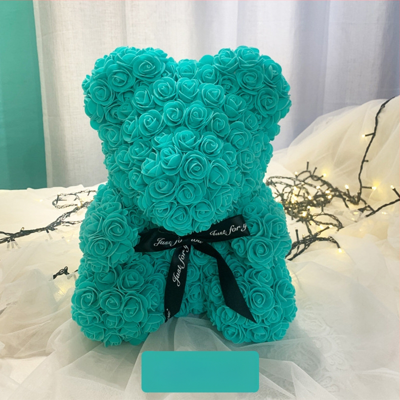 Rožinis lokys, konservuota gėlė, Valentino dienos imitacinė gėlių dovana, Pe lokio gimtadienio dovana, rožių burbulinė meška, užsienio prekyba, didmeninė prekyba