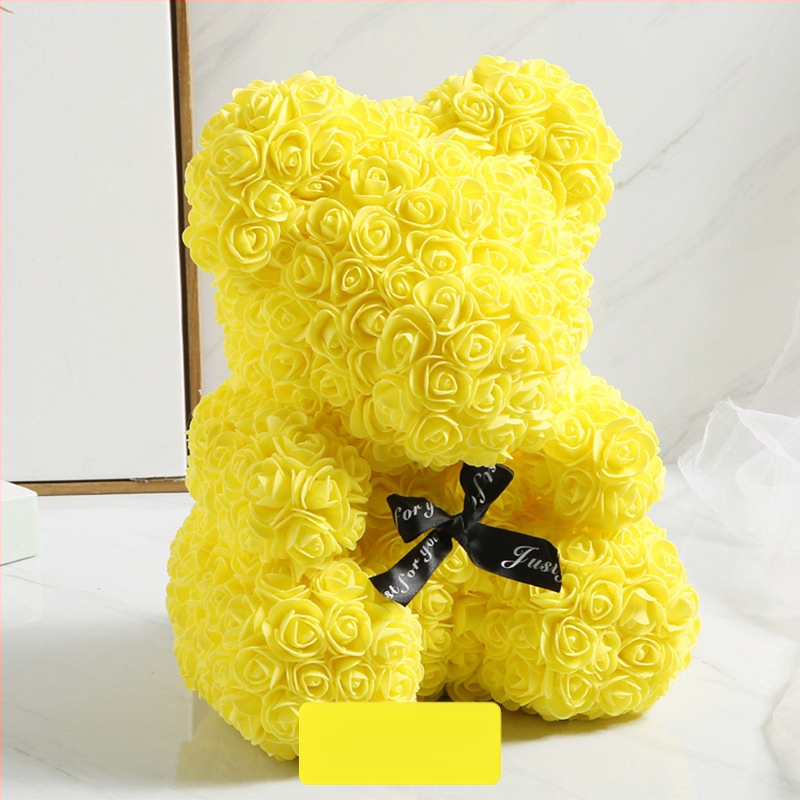 Rožinis lokys, konservuota gėlė, Valentino dienos imitacinė gėlių dovana, Pe lokio gimtadienio dovana, rožių burbulinė meška, užsienio prekyba, didmeninė prekyba