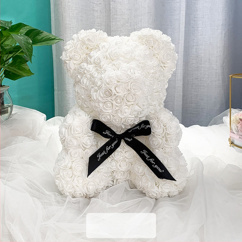 Rožinis lokys, konservuota gėlė, Valentino dienos imitacinė gėlių dovana, Pe lokio gimtadienio dovana, rožių burbulinė meška, užsienio prekyba, didmeninė prekyba