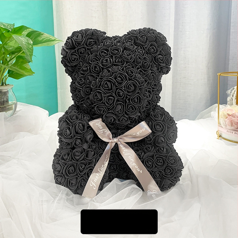 Rožinis lokys, konservuota gėlė, Valentino dienos imitacinė gėlių dovana, Pe lokio gimtadienio dovana, rožių burbulinė meška, užsienio prekyba, didmeninė prekyba