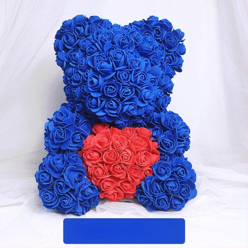 Rožinis lokys, konservuota gėlė, Valentino dienos imitacinė gėlių dovana, Pe lokio gimtadienio dovana, rožių burbulinė meška, užsienio prekyba, didmeninė prekyba