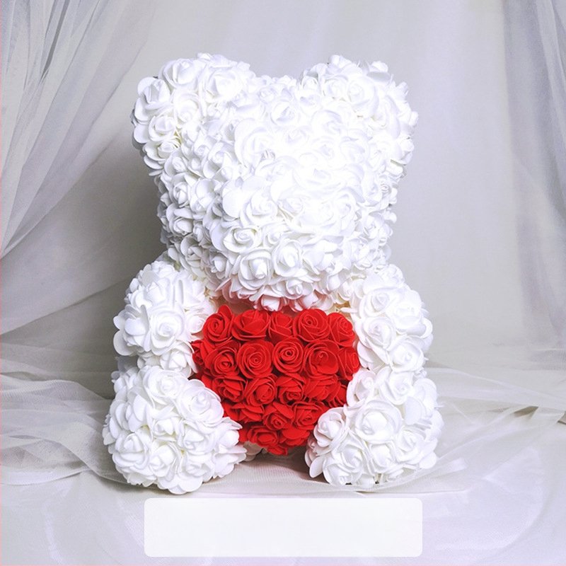 Rožinis lokys, konservuota gėlė, Valentino dienos imitacinė gėlių dovana, Pe lokio gimtadienio dovana, rožių burbulinė meška, užsienio prekyba, didmeninė prekyba