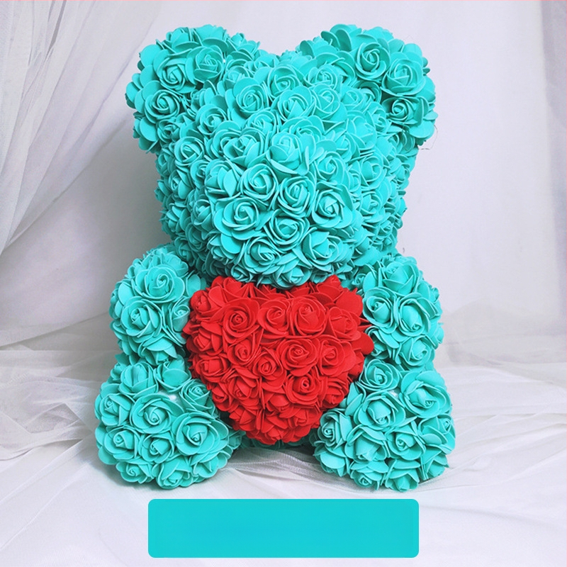 Rožinis lokys, konservuota gėlė, Valentino dienos imitacinė gėlių dovana, Pe lokio gimtadienio dovana, rožių burbulinė meška, užsienio prekyba, didmeninė prekyba