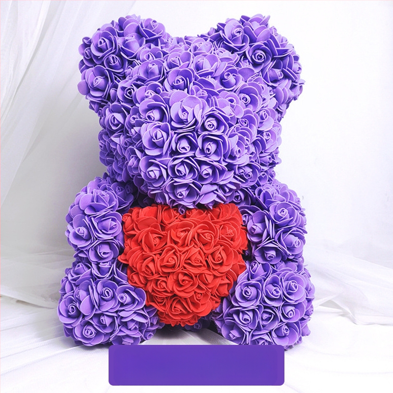 Rožinis lokys, konservuota gėlė, Valentino dienos imitacinė gėlių dovana, Pe lokio gimtadienio dovana, rožių burbulinė meška, užsienio prekyba, didmeninė prekyba
