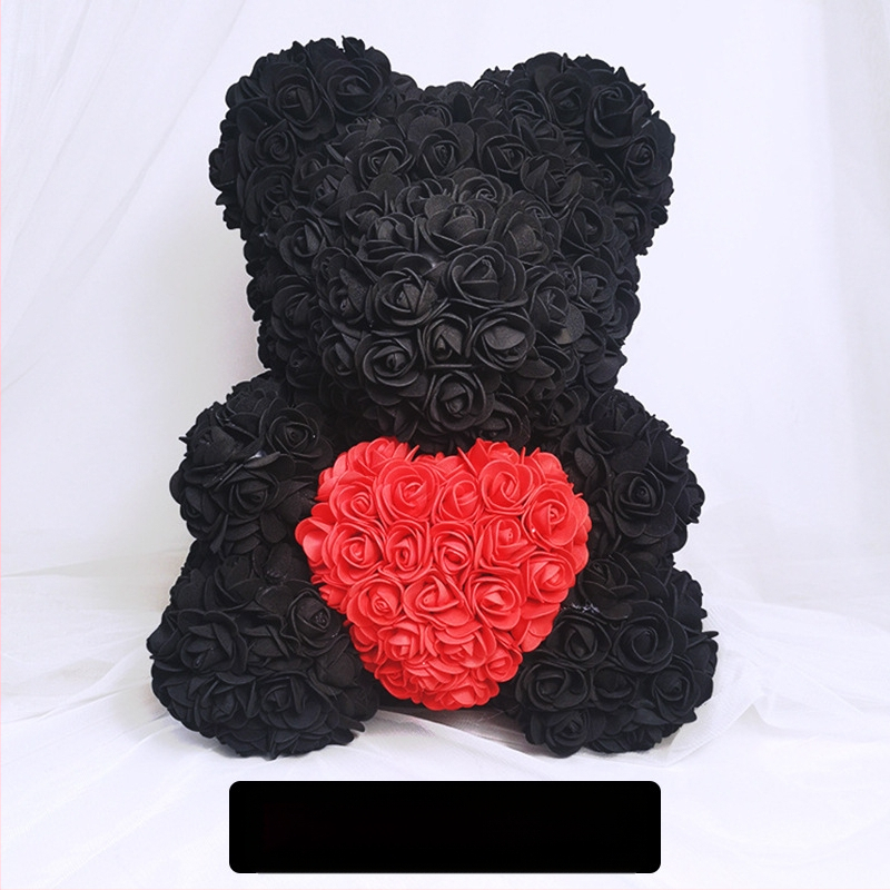 Rožinis lokys, konservuota gėlė, Valentino dienos imitacinė gėlių dovana, Pe lokio gimtadienio dovana, rožių burbulinė meška, užsienio prekyba, didmeninė prekyba