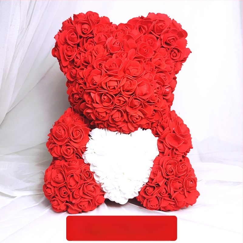 Rožinis lokys, konservuota gėlė, Valentino dienos imitacinė gėlių dovana, Pe lokio gimtadienio dovana, rožių burbulinė meška, užsienio prekyba, didmeninė prekyba