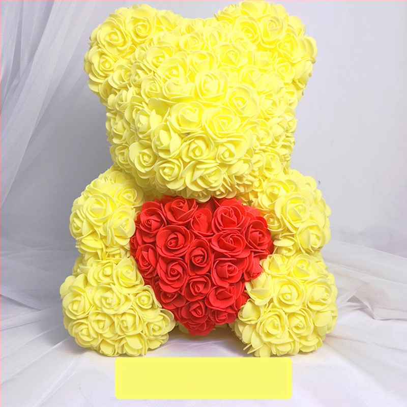 Rožinis lokys, konservuota gėlė, Valentino dienos imitacinė gėlių dovana, Pe lokio gimtadienio dovana, rožių burbulinė meška, užsienio prekyba, didmeninė prekyba