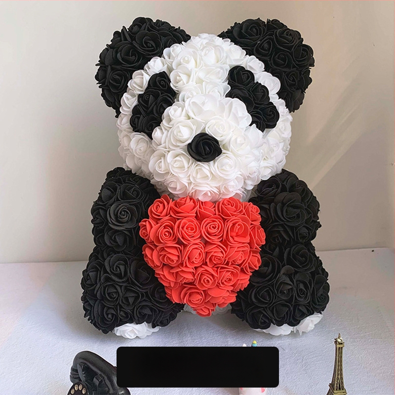 Rožinis lokys, konservuota gėlė, Valentino dienos imitacinė gėlių dovana, Pe lokio gimtadienio dovana, rožių burbulinė meška, užsienio prekyba, didmeninė prekyba