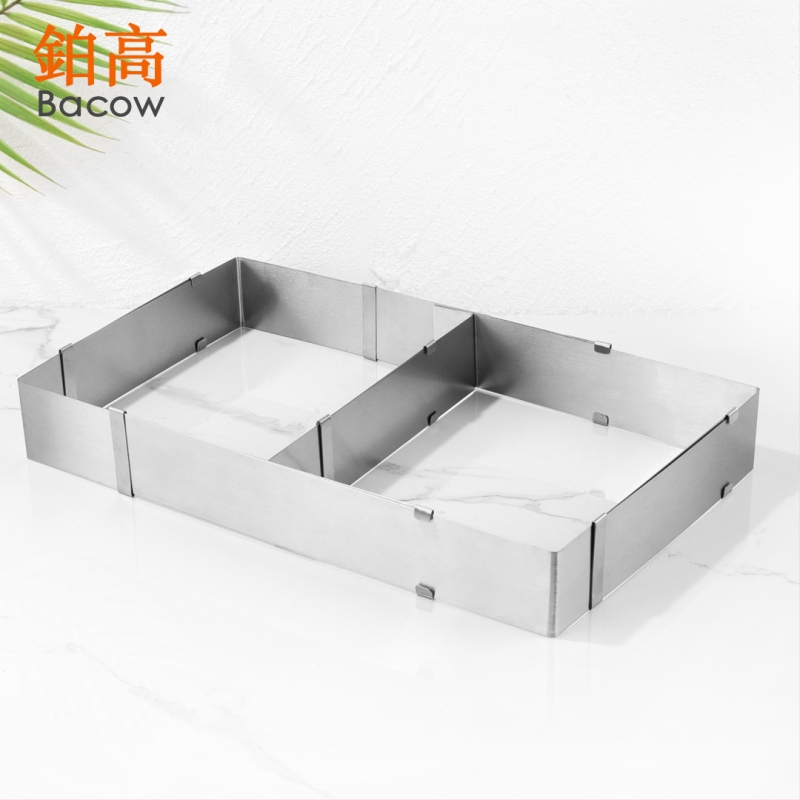 Kalup za pečenje, kalup za torte, prsten za mousse od nehrđajućeg čelika, kalup za torte, teleskopski pravokutni podesivi prsten za mousse