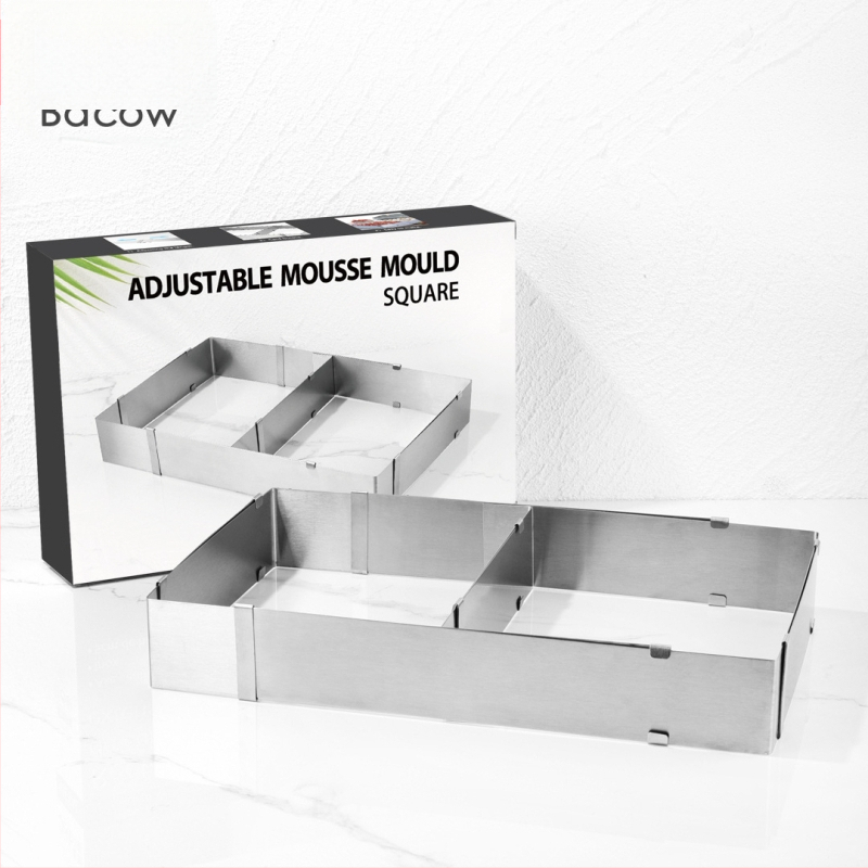 Kalup za pečenje, kalup za torte, prsten za mousse od nehrđajućeg čelika, kalup za torte, teleskopski pravokutni podesivi prsten za mousse