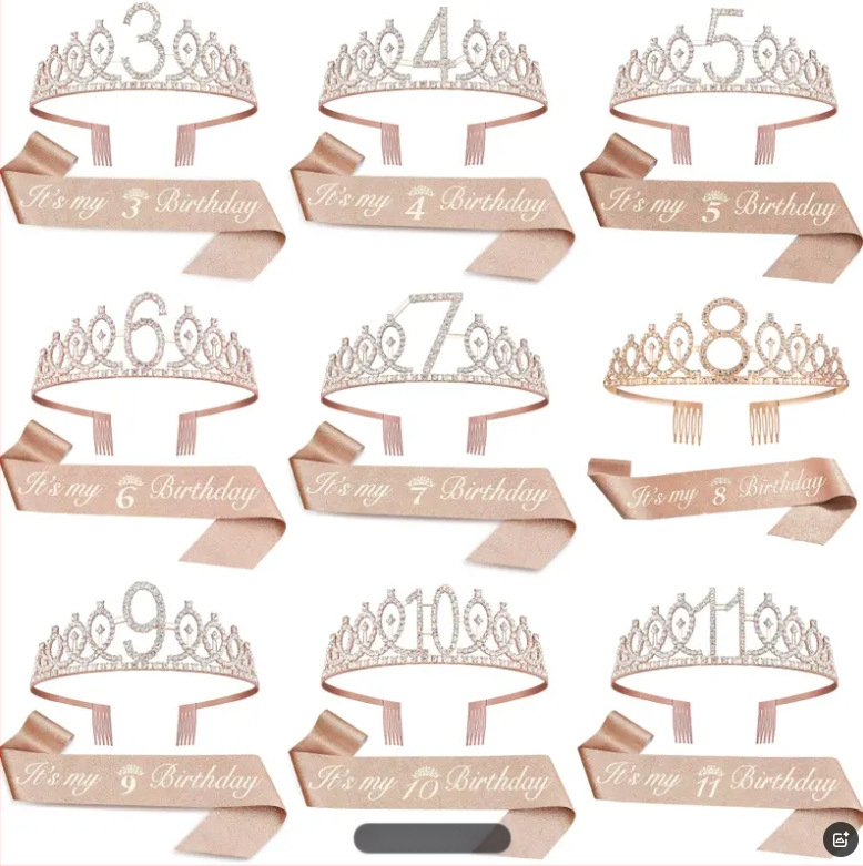 „Amazon TEMU Princess Cross-border Hot-Style“ išskirtinis tiekimas 3–10 metų gimtadienio karūnėlių rinkinys, paruoštas urmu