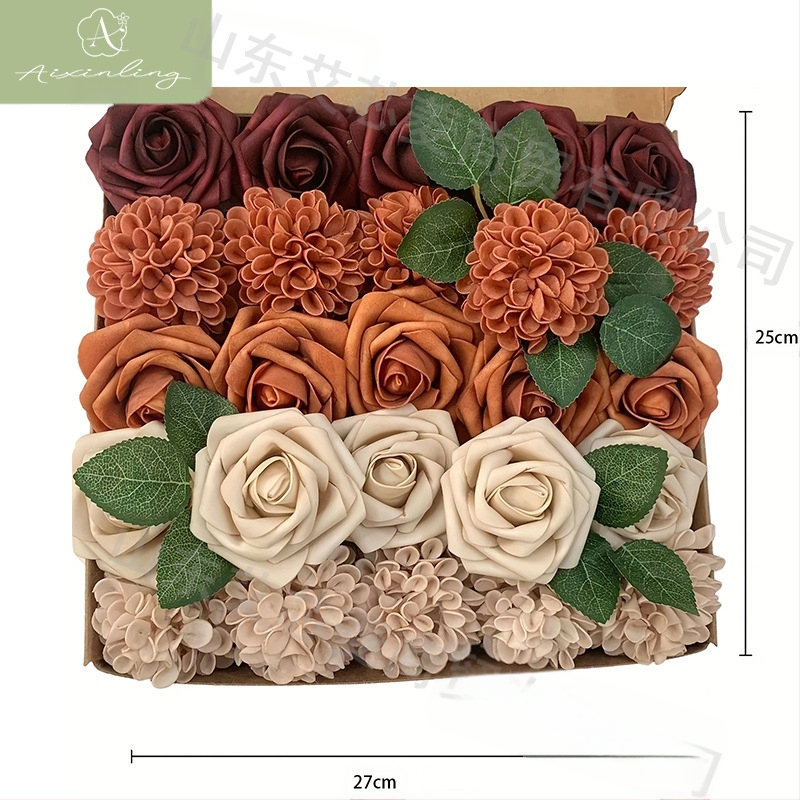 Gamyklinė tarpvalstybinė imitacinė rožių netikrų gėlių dovanų dėžutė „pasidaryk pats“ vestuvėms, vestuvių sužadėtuvių vakarėliui, darbalaukio dekoravimui