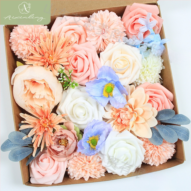 Gamyklinė tarpvalstybinė imitacinė rožių netikrų gėlių dovanų dėžutė „pasidaryk pats“ vestuvėms, vestuvių sužadėtuvių vakarėliui, darbalaukio dekoravimui