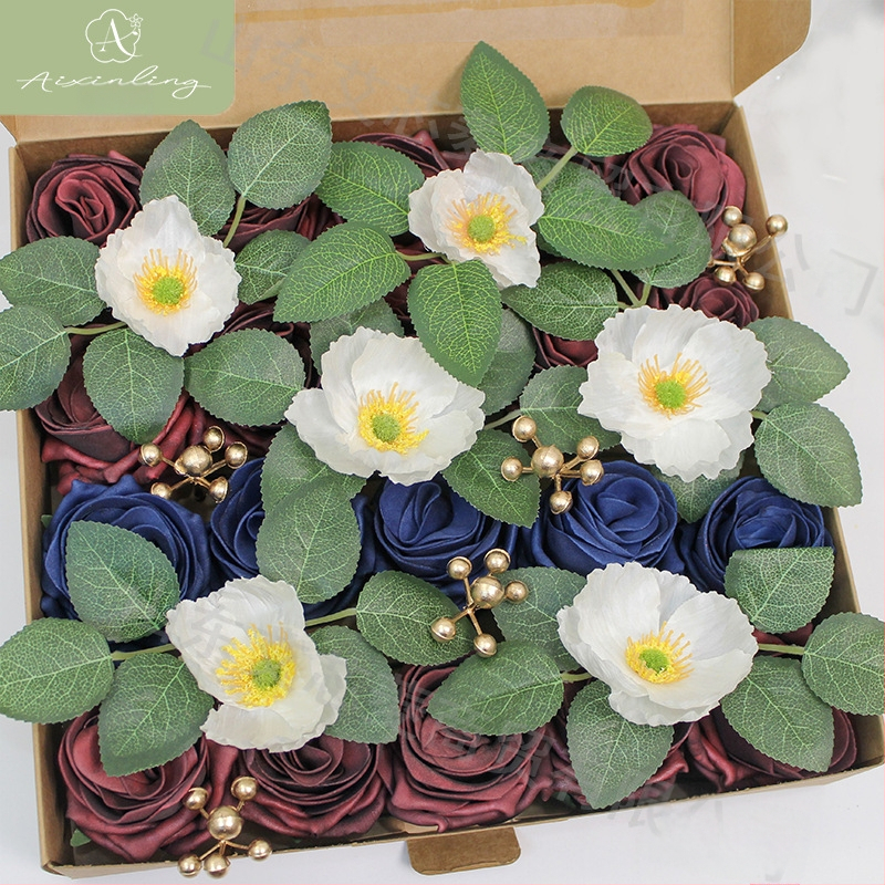 Gamyklinė tarpvalstybinė imitacinė rožių netikrų gėlių dovanų dėžutė „pasidaryk pats“ vestuvėms, vestuvių sužadėtuvių vakarėliui, darbalaukio dekoravimui