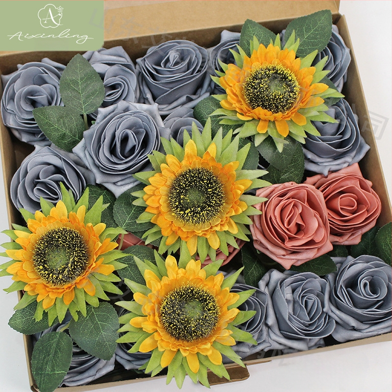 Gamyklinė tarpvalstybinė imitacinė rožių netikrų gėlių dovanų dėžutė „pasidaryk pats“ vestuvėms, vestuvių sužadėtuvių vakarėliui, darbalaukio dekoravimui