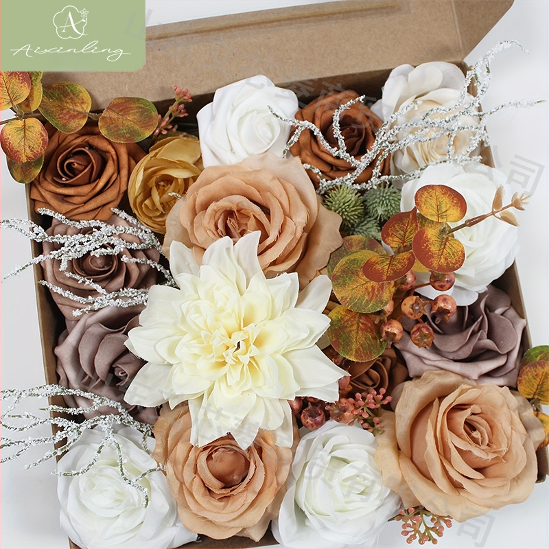 Gamyklinė tarpvalstybinė imitacinė rožių netikrų gėlių dovanų dėžutė „pasidaryk pats“ vestuvėms, vestuvių sužadėtuvių vakarėliui, darbalaukio dekoravimui