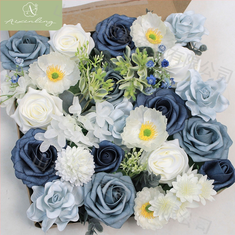 Gamyklinė tarpvalstybinė imitacinė rožių netikrų gėlių dovanų dėžutė „pasidaryk pats“ vestuvėms, vestuvių sužadėtuvių vakarėliui, darbalaukio dekoravimui