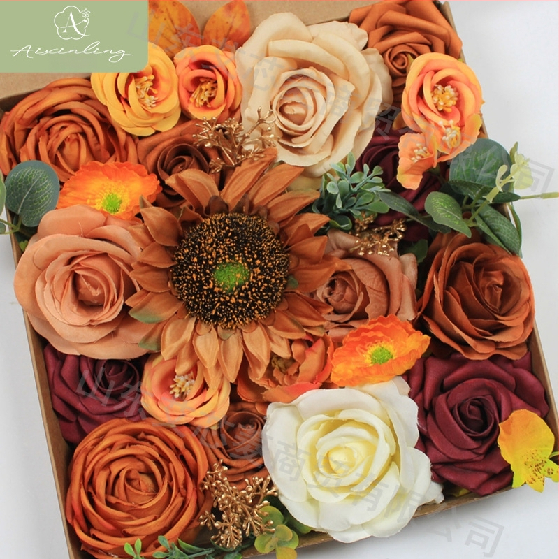 Gamyklinė tarpvalstybinė imitacinė rožių netikrų gėlių dovanų dėžutė „pasidaryk pats“ vestuvėms, vestuvių sužadėtuvių vakarėliui, darbalaukio dekoravimui