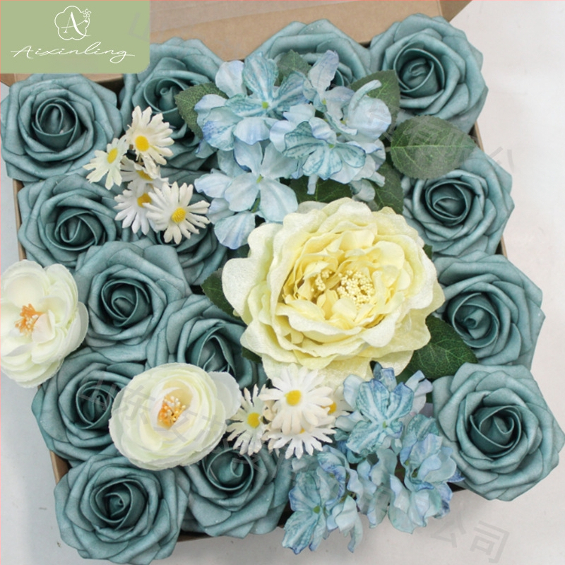 Gamyklinė tarpvalstybinė imitacinė rožių netikrų gėlių dovanų dėžutė „pasidaryk pats“ vestuvėms, vestuvių sužadėtuvių vakarėliui, darbalaukio dekoravimui