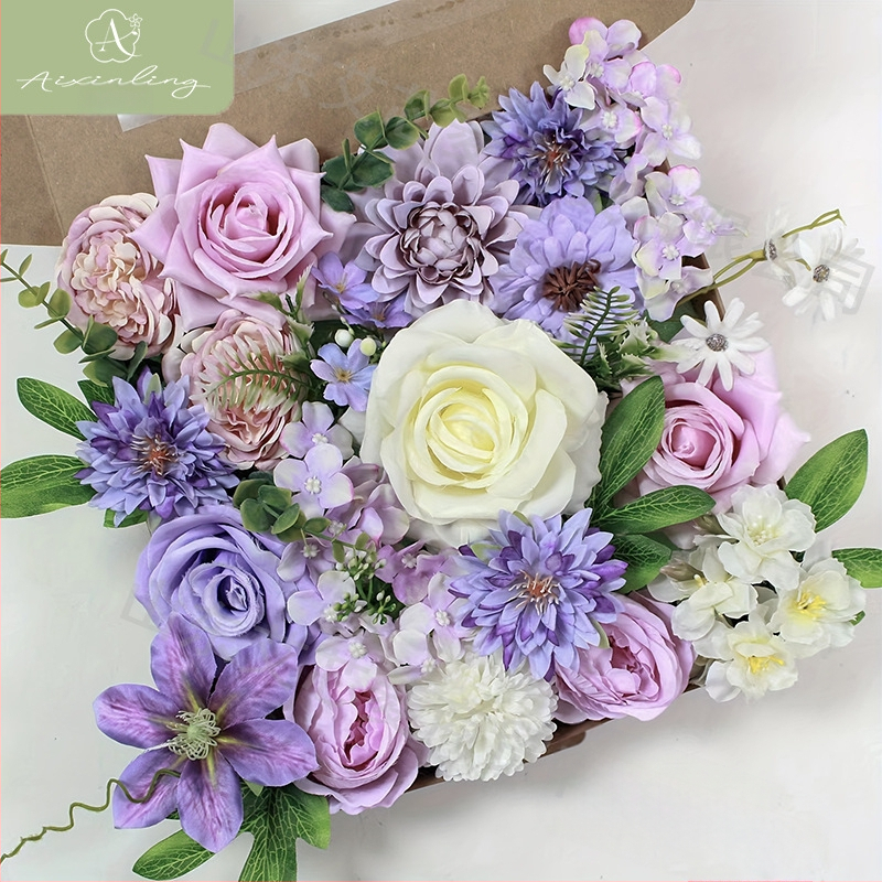 Gamyklinė tarpvalstybinė imitacinė rožių netikrų gėlių dovanų dėžutė „pasidaryk pats“ vestuvėms, vestuvių sužadėtuvių vakarėliui, darbalaukio dekoravimui