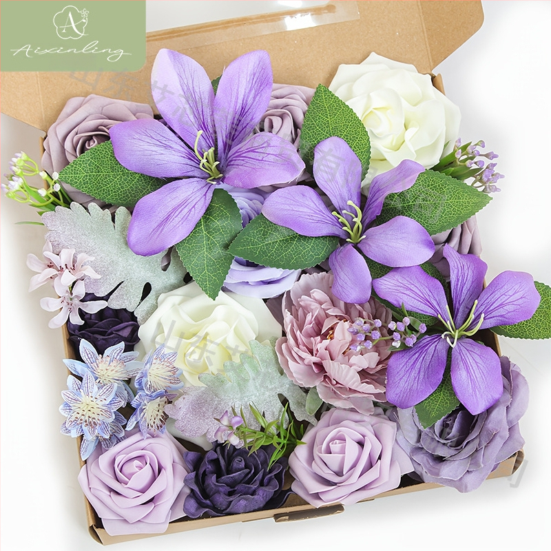 Gamyklinė tarpvalstybinė imitacinė rožių netikrų gėlių dovanų dėžutė „pasidaryk pats“ vestuvėms, vestuvių sužadėtuvių vakarėliui, darbalaukio dekoravimui